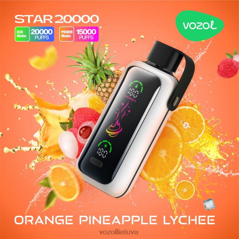 VOZOL STAR 20 000 apelsinų ananasų ličiai XP8H215 | Vozol Vape Kaina