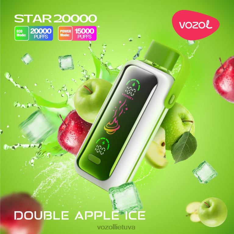 VOZOL STAR 20 000 dvigubas obuolių ledas XP8H27 | Vozol Vape Flavours