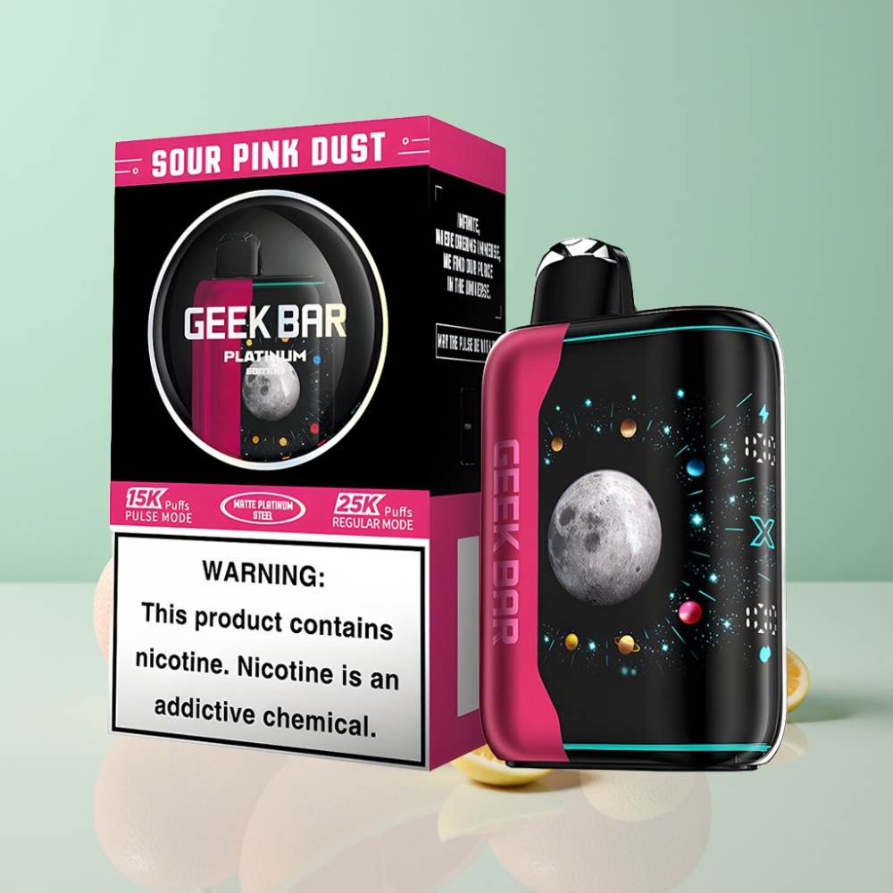 GEEK BAR Platinum Edition 25000 dūmai, 20mL skystis, 2% nikotino, Rūgštus Rožinis Dulkių