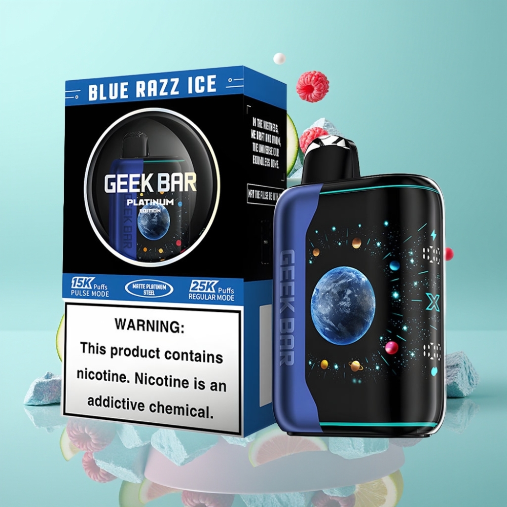 GEEK BAR Platinum Edition 25000 užtaisai, 20mL skystis, 2% nikotino, Mėlynasis avietės šaltis