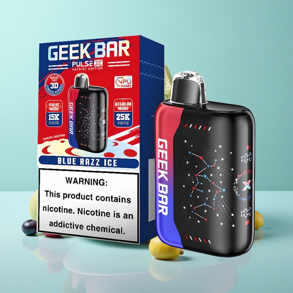 Geek Bar Pulse X 25000 Puffs, 18mL, 0-5% Nikotino, USB Type-C Patriot leidimas