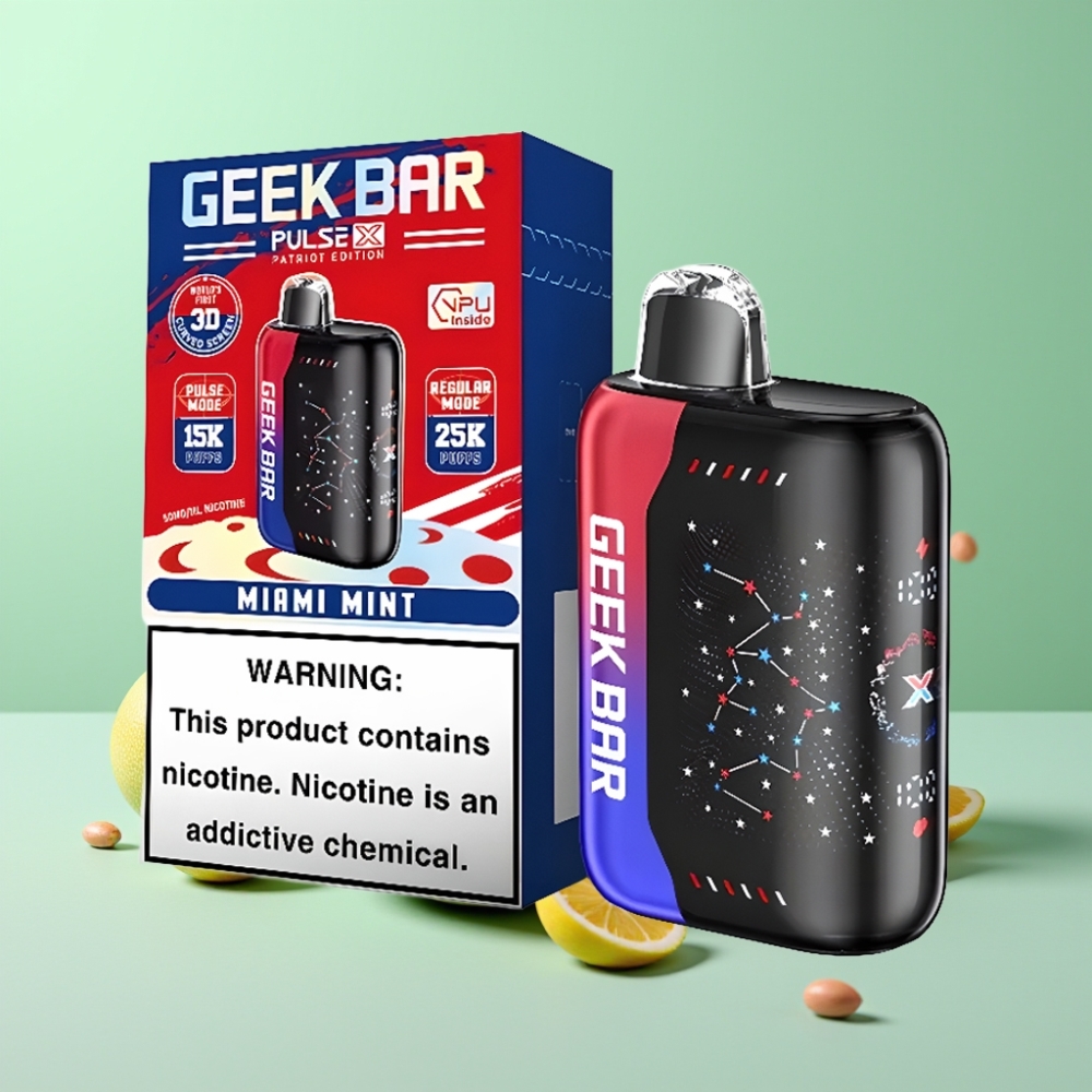 Geek Bar Pulse X 25000 Puffs, 18mL, 0-5% Nikotino, USB Type-C Patriot leidimas
