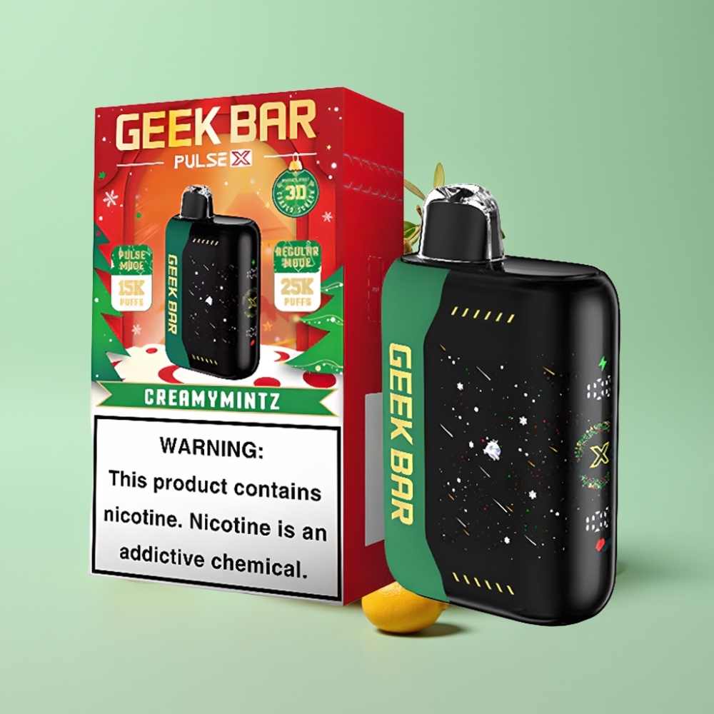 Geek Bar Pulse X 25000 Puffs, iki 25000 užsitempimų, 0-5% nikotino, 18mL skysčio, USB Type-C
