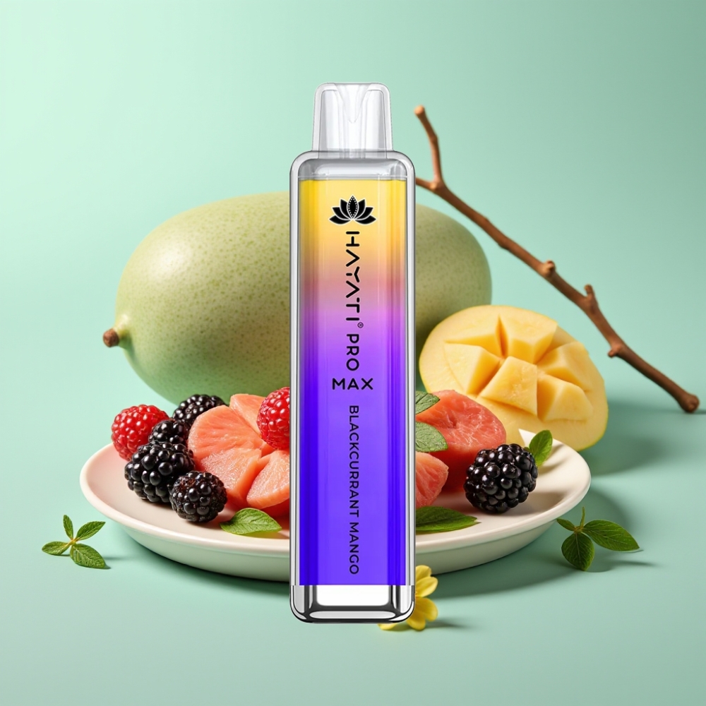 Hayati Pro Max 4000 Puffų Disposable Vape Juodojo Serbento Mango, 1400mAh, 2ml