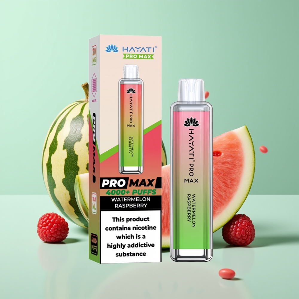 Hayati Pro Max 4000 Puffs Disposable Vape Arbūzas Avietė, 2%/5% Nicotine, 1400mAh