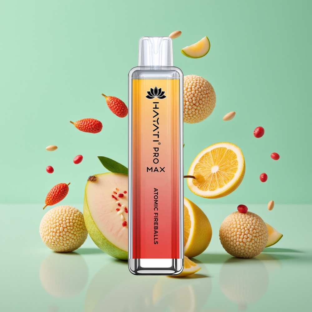 Hayati Pro Max 4000 Puffs Disposable Vape Atominiai Ugnies Kamuoliai, 28×28×120mm, 1400mAh, 2ml/10ml