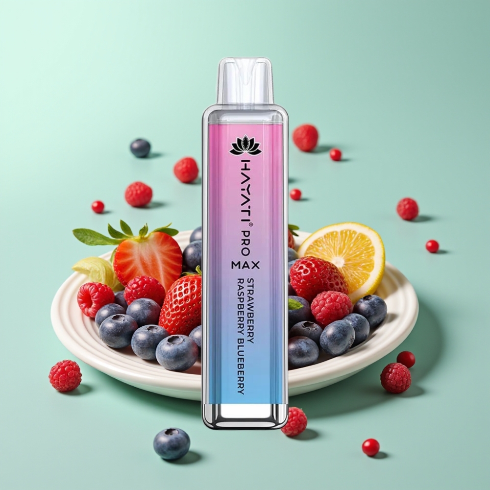 Hayati Pro Max 4000 Puffs Disposable Vape Braškė Avietė Mėlyně 28×28×120mm 2ml/10ml 1400mAh