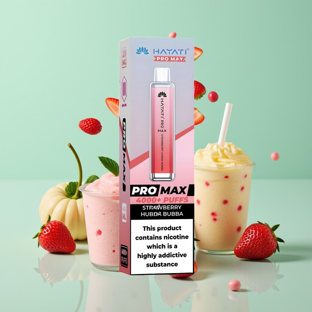 Hayati Pro Max 4000 Puffs Disposable Vape Braškės Hubba Bubba, 2ml/10ml, 1400mAh