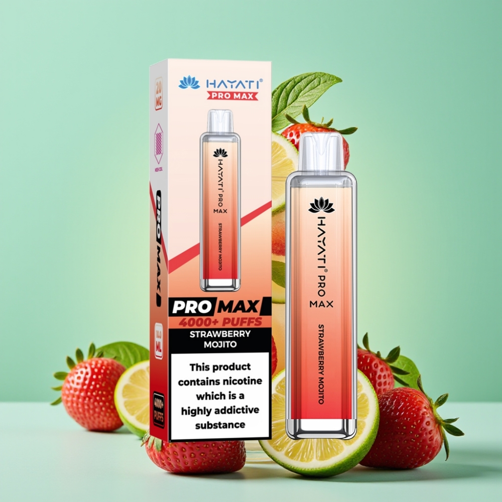 Hayati Pro Max 4000 Puffs Disposable Vape Braškėti Mojito, 2ml/10ml, 1400mAh, TPD