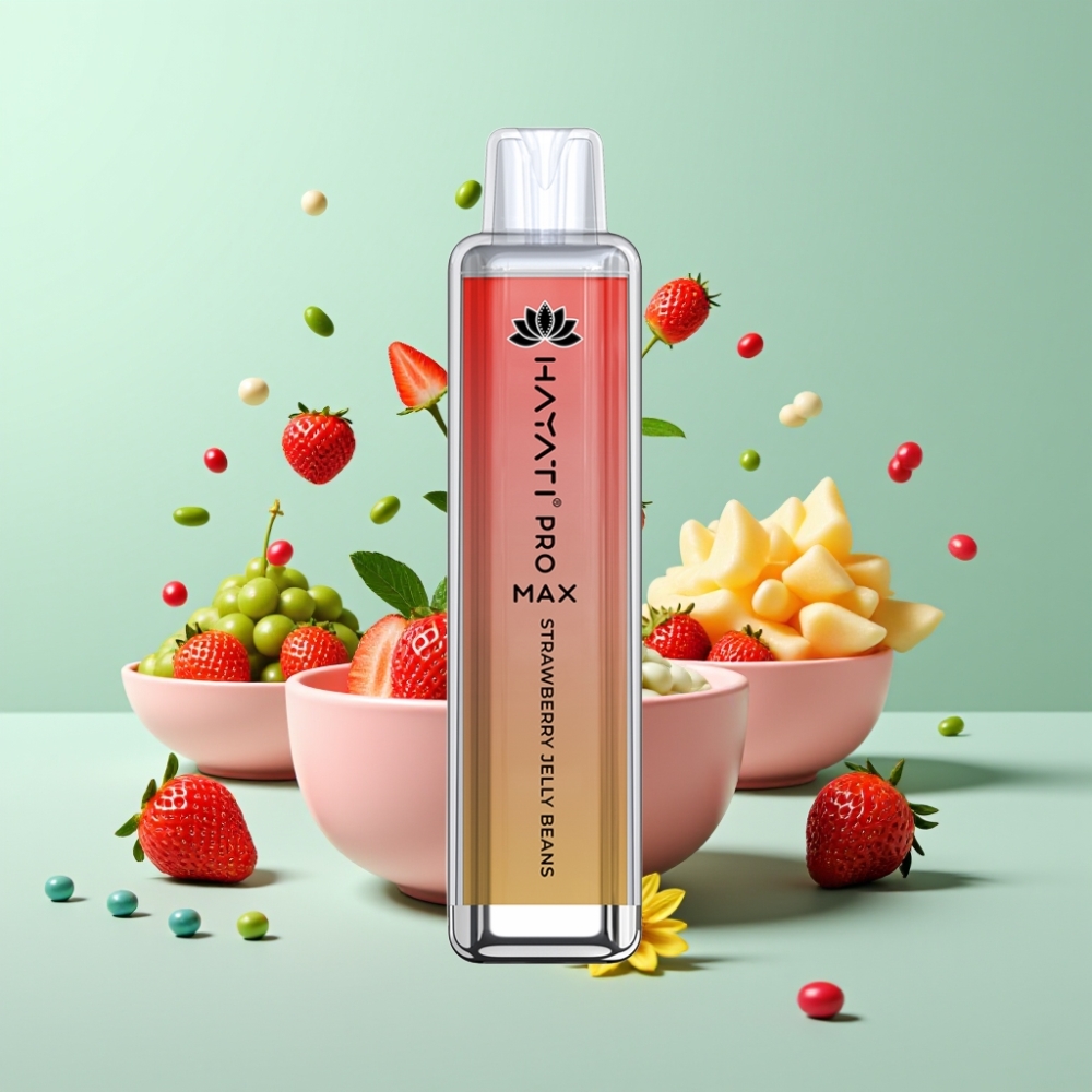 Hayati Pro Max 4000 Puffs Disposable Vape Braškinių Želė Saldainiai, 2ml/10ml, 2%/5%, 1400mAh