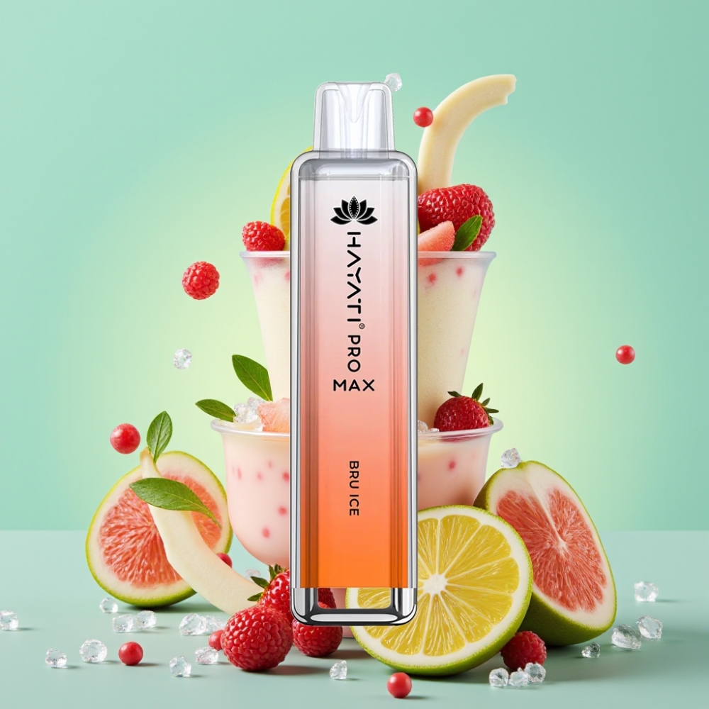 Hayati Pro Max 4000 Puffs Disposable Vape Bru Ledas, 28×28×120mm, 2%/5% Nikotinas, 1400mAh