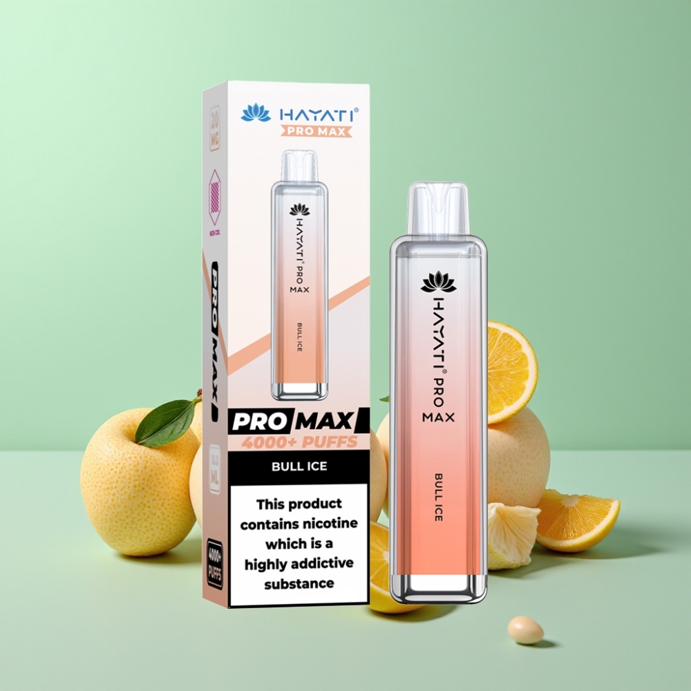 Hayati Pro Max 4000 Puffs Disposable Vape Bull Ice (2%/5% nikotino, 1400mAh, 28×28×120mm)