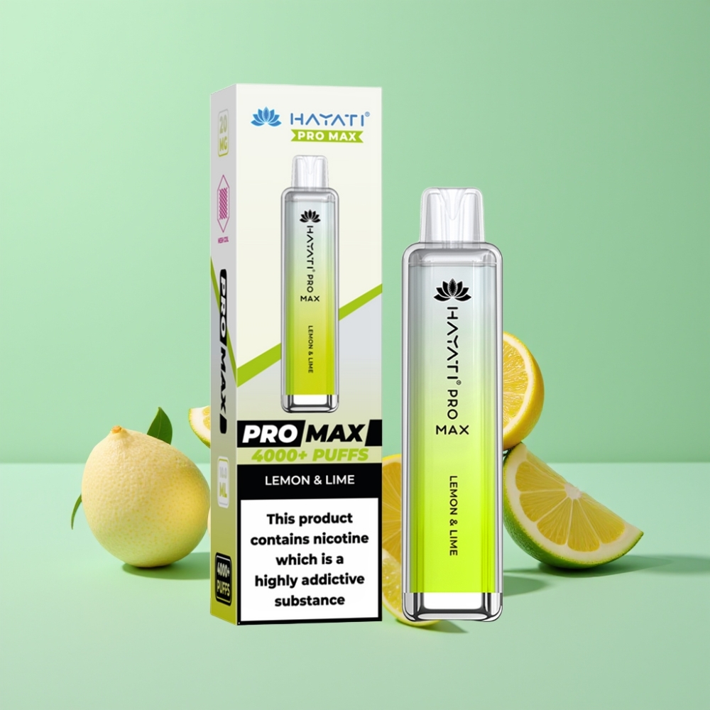 Hayati Pro Max 4000 Puffs Disposable Vape Citrina ir Žalioji Rykšte su 1400mAh, 2ml/10ml