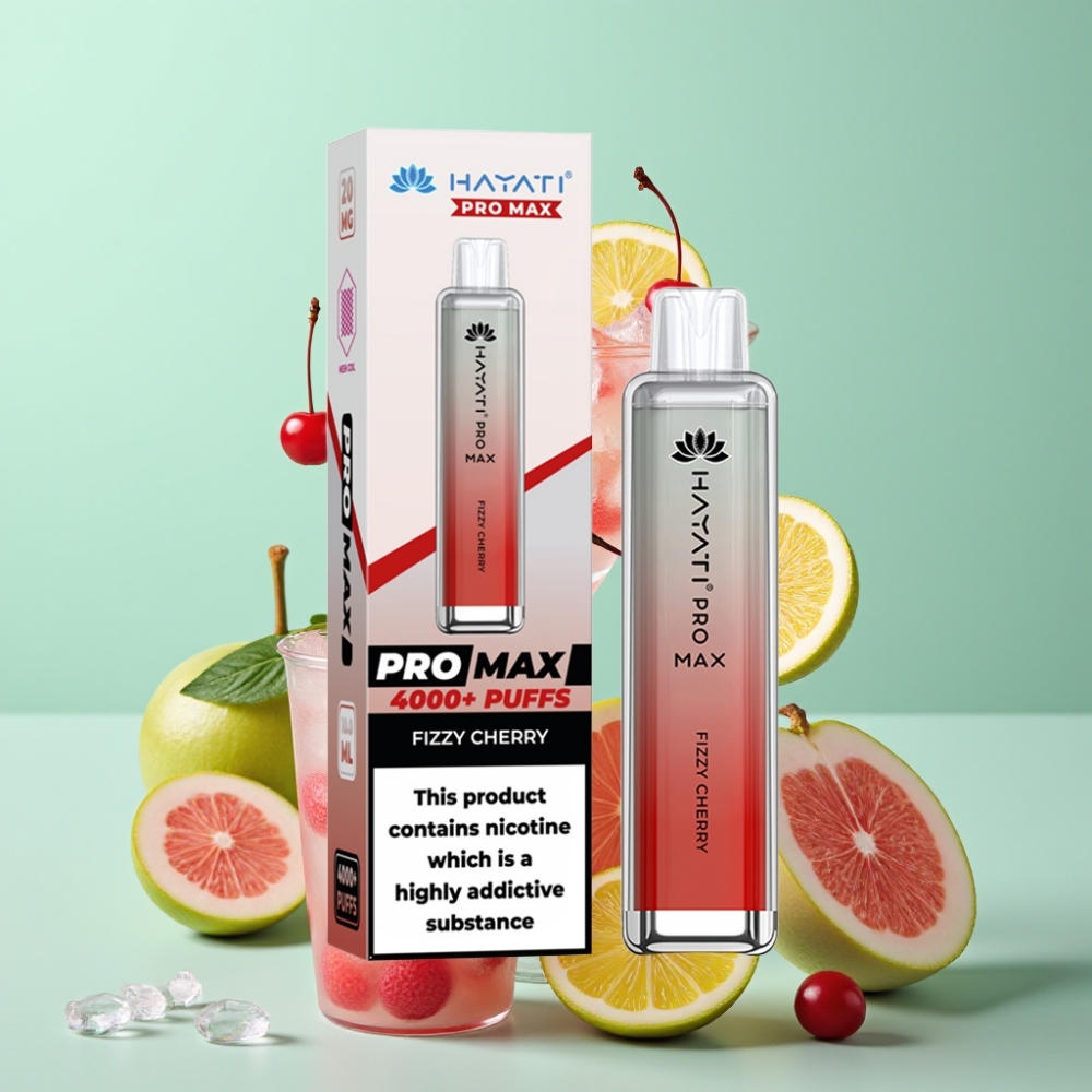 Hayati Pro Max 4000 Puffs Disposable Vape Fizzy Cherry 2ml/10ml, 1400mAh, Rechargeable