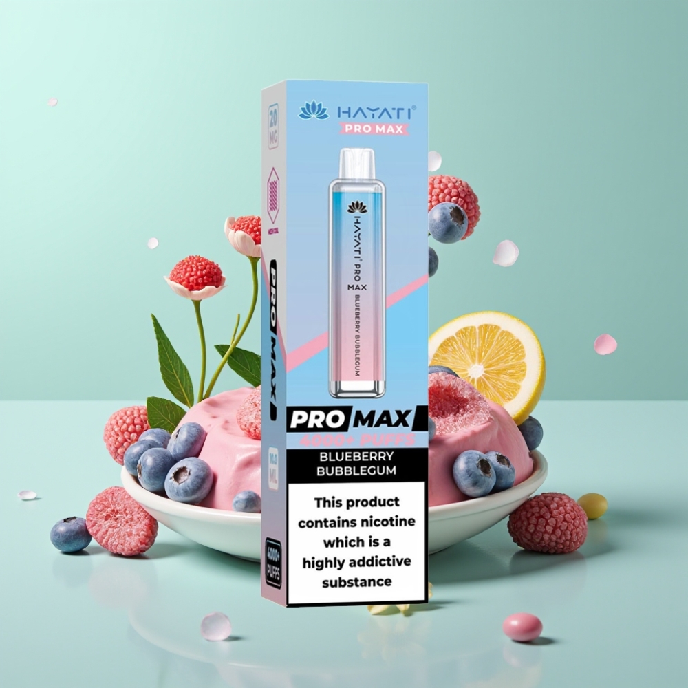 Hayati Pro Max 4000 Puffs Disposable Vape Mėlynųjų Serbentų Chylas su 2%/5% Nikotino, 1400mAh, LED
