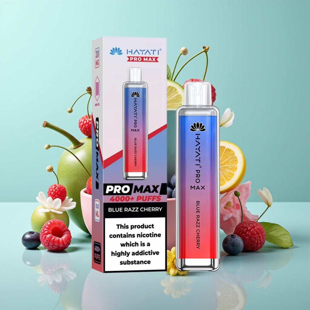 Hayati Pro Max 4000 Puffs Disposable Vape Mėlynųjų Serbentų Vyšnių, 2ml/10ml, 1400mAh