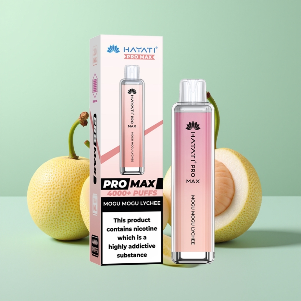 Hayati Pro Max 4000 Puffs Disposable Vape Mogu Mogu Lyčių, 2ml/10ml, 1400mAh, 2%/5% nikotino