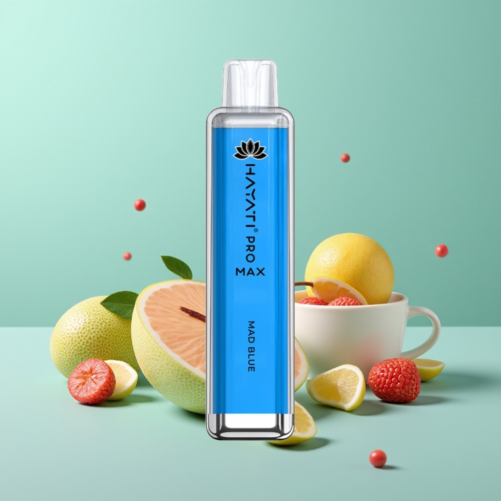 Hayati Pro Max 4000 Puffs Disposable Vape Pabaisiai Mėlyna, 2%/5% Nikotino, 1400mAh, 2ml/10ml