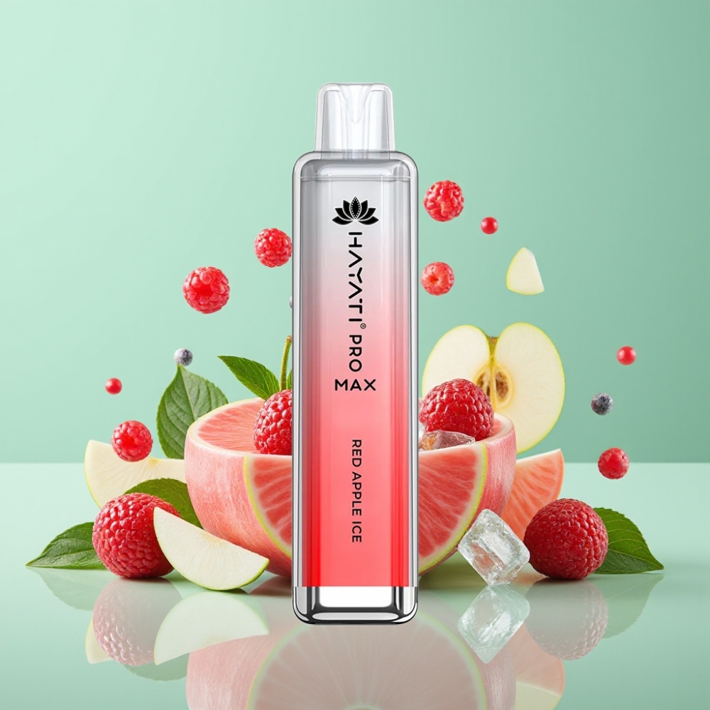 Hayati Pro Max 4000 Puffs Disposable Vape Raudonų Obuolių Ledas, 2ml/10ml, 1400mAh, 2%/5% Nikotino