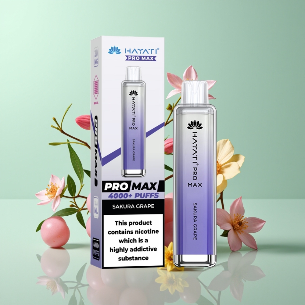 Hayati Pro Max 4000 Puffs Disposable Vape Sakurolynų Vynuogė, 2%/5%, 1400mAh, 2ml