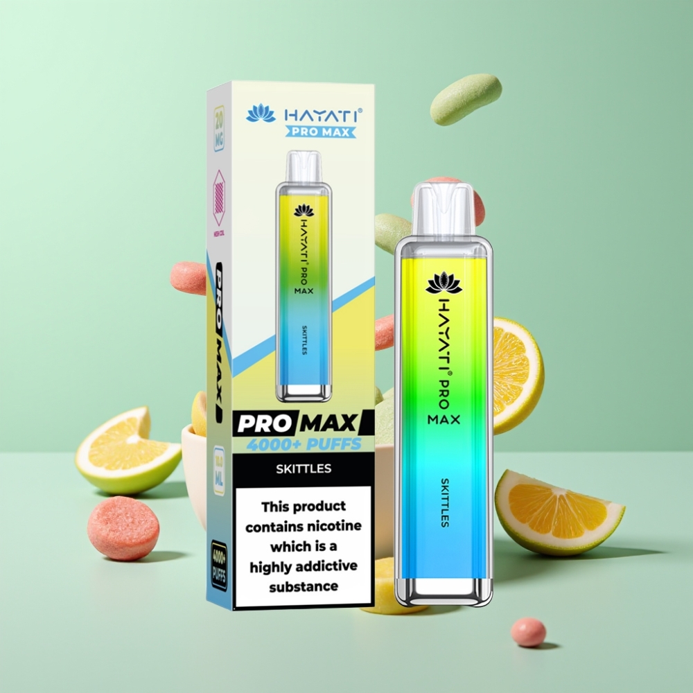 Hayati Pro Max 4000 Puffs Disposable Vape Skittliai 2ml/10ml, 2%/5%, 1400mAh