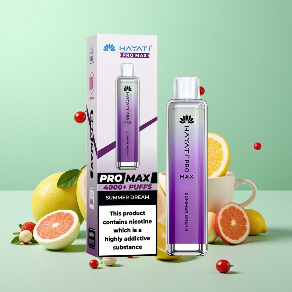 Hayati Pro Max 4000 Puffs Disposable Vape Vasaros Sapnas, 1400mAh, 2%/5% Nikotino