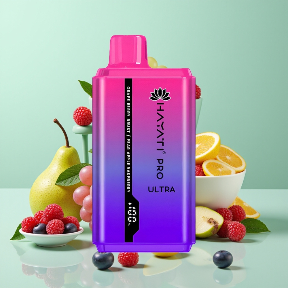 Hayati Pro Ultra 15000 Puffs (850mAh, 2×12ml, 2%) Vynuogių Uogų Kriokšlys Kriaušė Obuolys Avietė