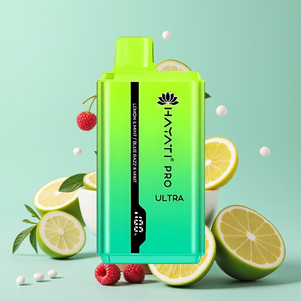 Hayati Pro Ultra 15000 Puffs Citrina & Mėta Mėlyna Razz & Mėta 850mAh 2×12ml 2%