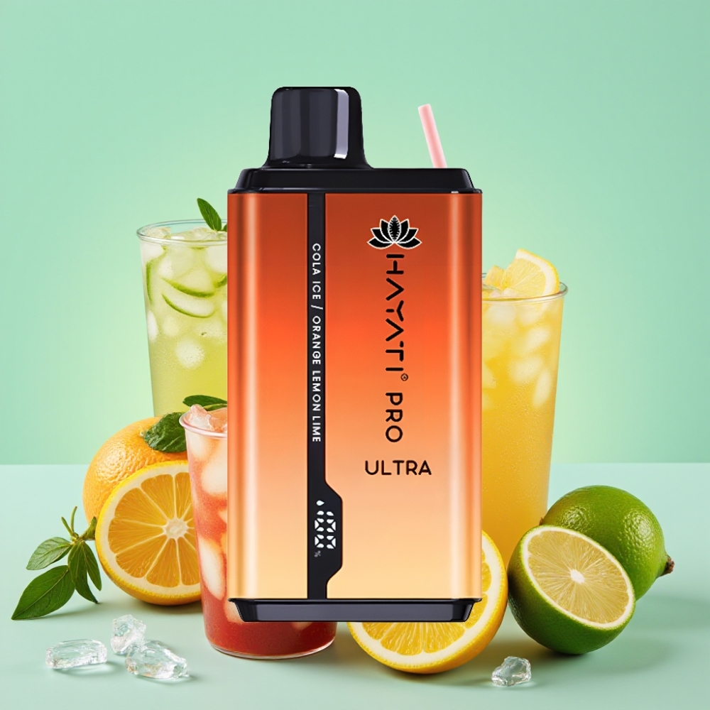 Hayati Pro Ultra 15000 Puffs „Cola Ice“ Apelsinas Citrina & Žalioji Riešuta 850mAh 2×12ml