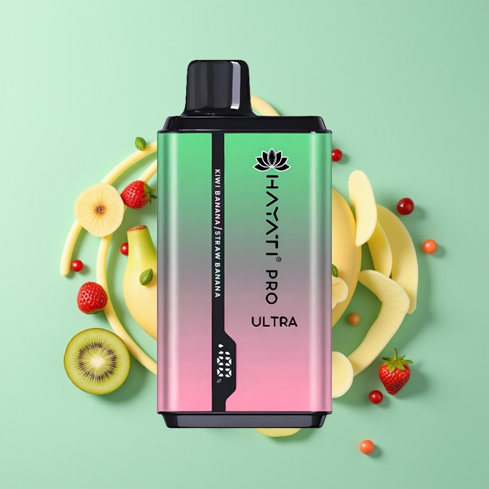 Hayati Pro Ultra 15000 Puffs Dūmai Kiwi Bananas Braškės Bananas, 2×12ml, 2% nikotino