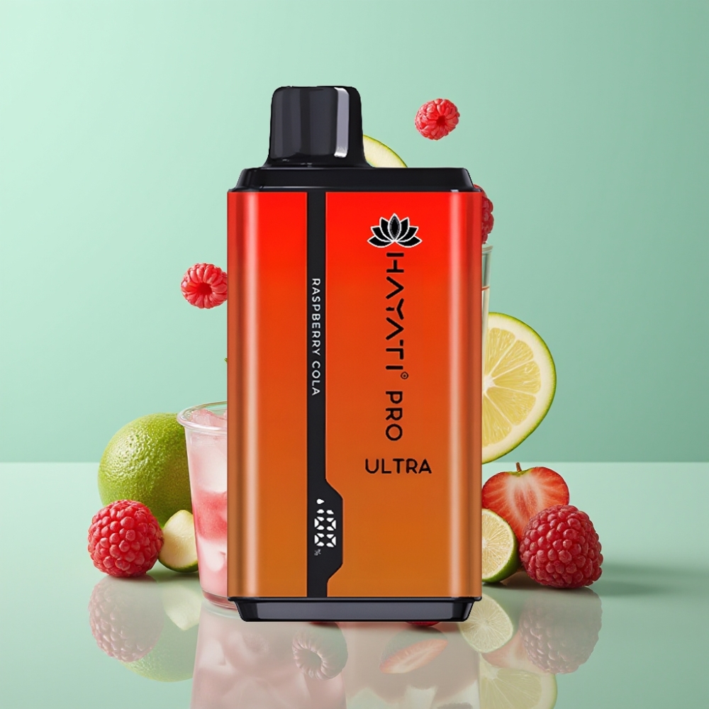 Hayati Pro Ultra 15000 Puffs Disposable Vape Avietinė Kola, 850mAh, 2×12ml, 2%