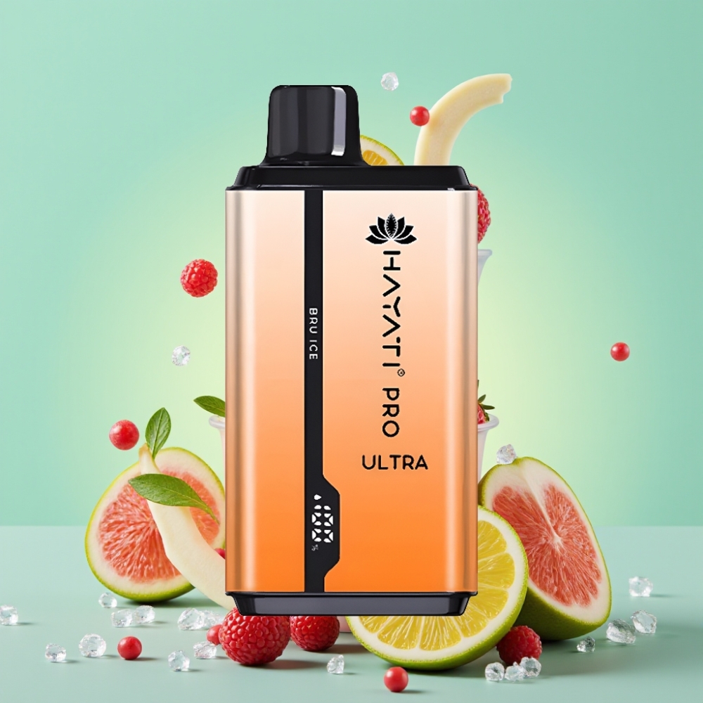 Hayati Pro Ultra 15000 Puffs Disposable Vape Bru Ledas, 850mAh, 2×12ml, 2%