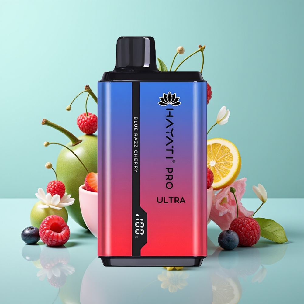 Hayati Pro Ultra 15000 Puffs Disposable Vape Mėlyna Razz Vyšnia, 850mAh, 2×12ml, 2%