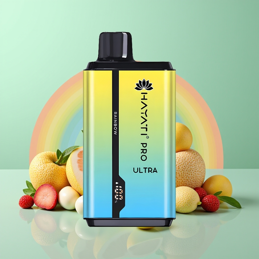 Hayati Pro Ultra 15000 Puffs Disposable Vape Vaivorykštė, 850mAh, 2×12ml, 2%