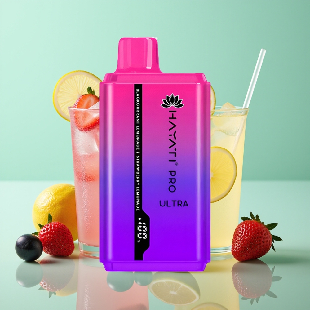 Hayati Pro Ultra 15000 Puffs Juodųjų Serbentų Limonadas Braškių Limonadas 850mAh 2×12ml 2%
