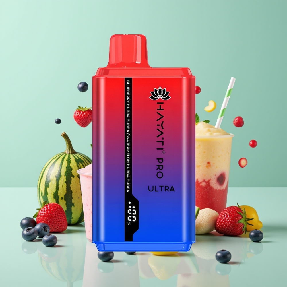 Hayati Pro Ultra 15000 Puffs Mėlynųjų serbentų arbūzas Hubba Bubba, 850mAh, 2×12ml, 2%