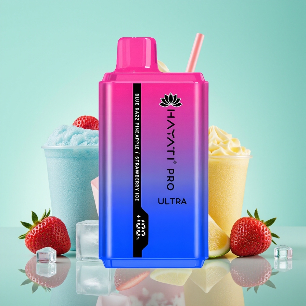 Hayati Pro Ultra 15000 Puffs Mėlynojo aviečio ananasų braškių ledas, 850mAh, 2×12ml, 2%