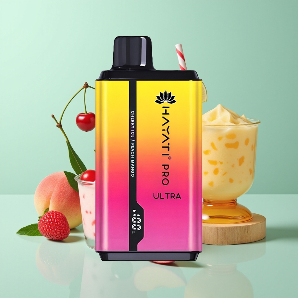 Hayati Pro Ultra 15000 Puffs Vyšnės Ledas Persikas Mango 850mAh 2×12ml 2%